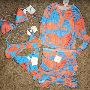 More than just a swimsuit! Fabletics Floral Geo Swimsuit and Coverup - M/L